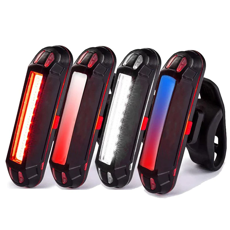 Bicycle Cycling USB Rechargeable Front Rear Light Bike COB Warning Light Monochrome Double Color