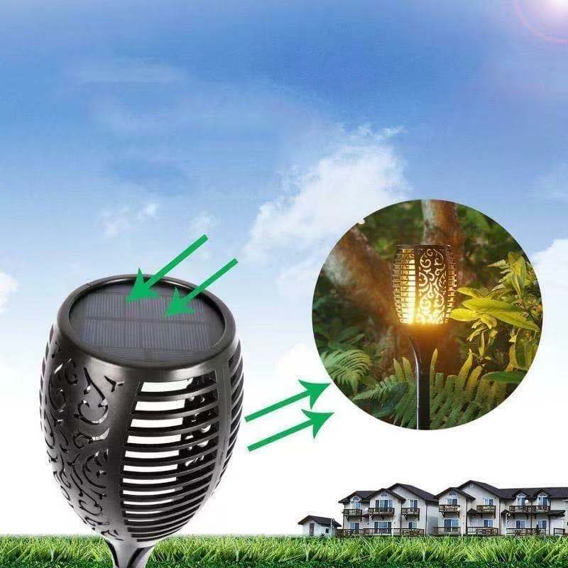 1/2pcs 12 LED Outdoor Garden Solar Flame Dancing Flickering Light Waterproof LED
