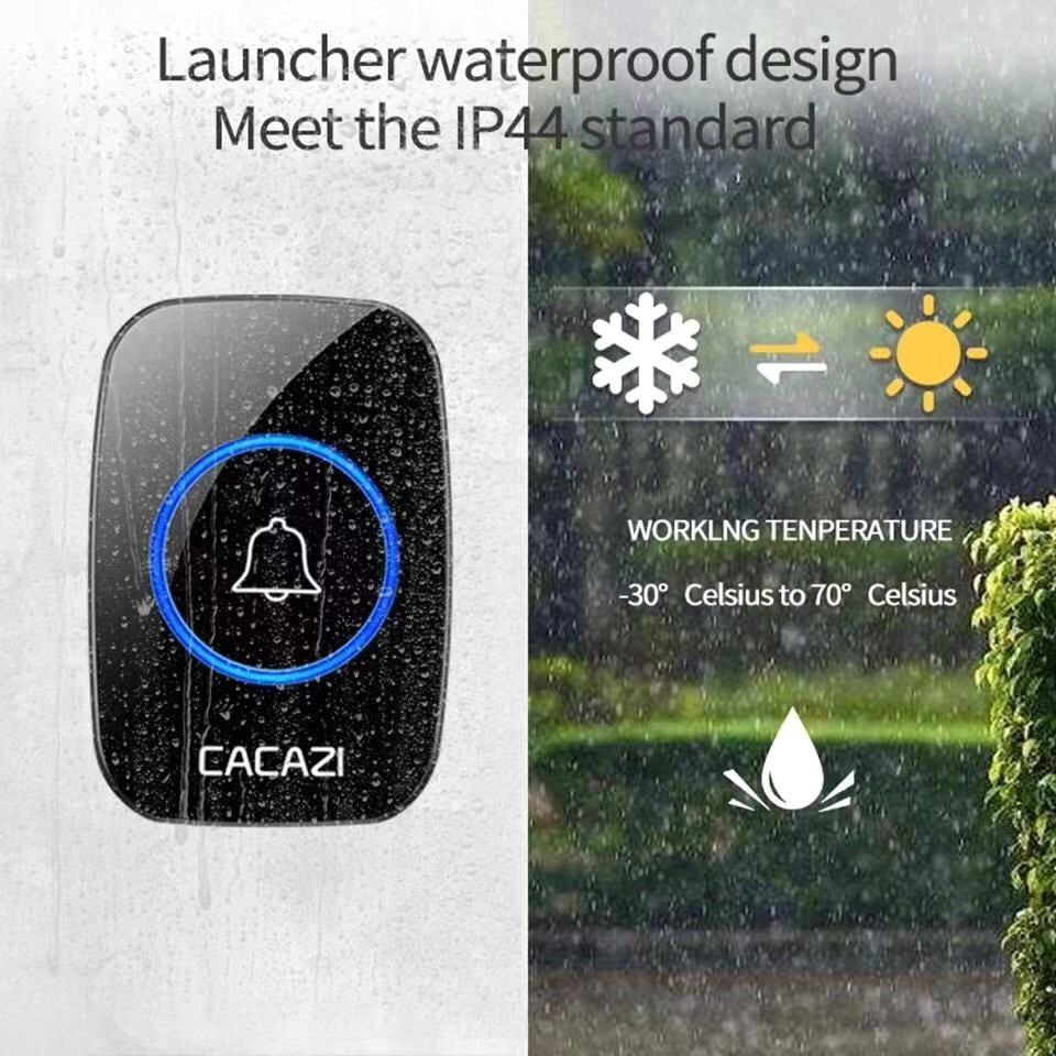Intelligent small LED wireless doorbell waterproof 300M range door bells 38 Songs Chime door ring US