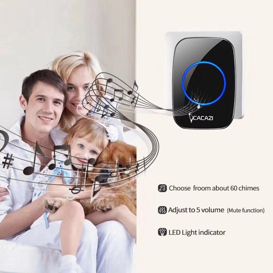 Intelligent small LED wireless doorbell waterproof 300M range door bells 38 Songs Chime door ring US