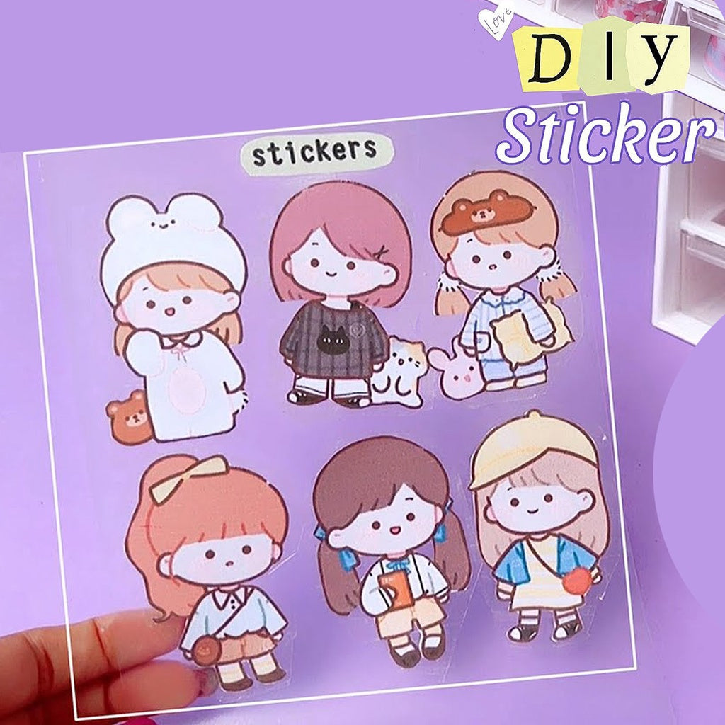 Cartoon Sticker Cute Waterproof Transparent Sticker
