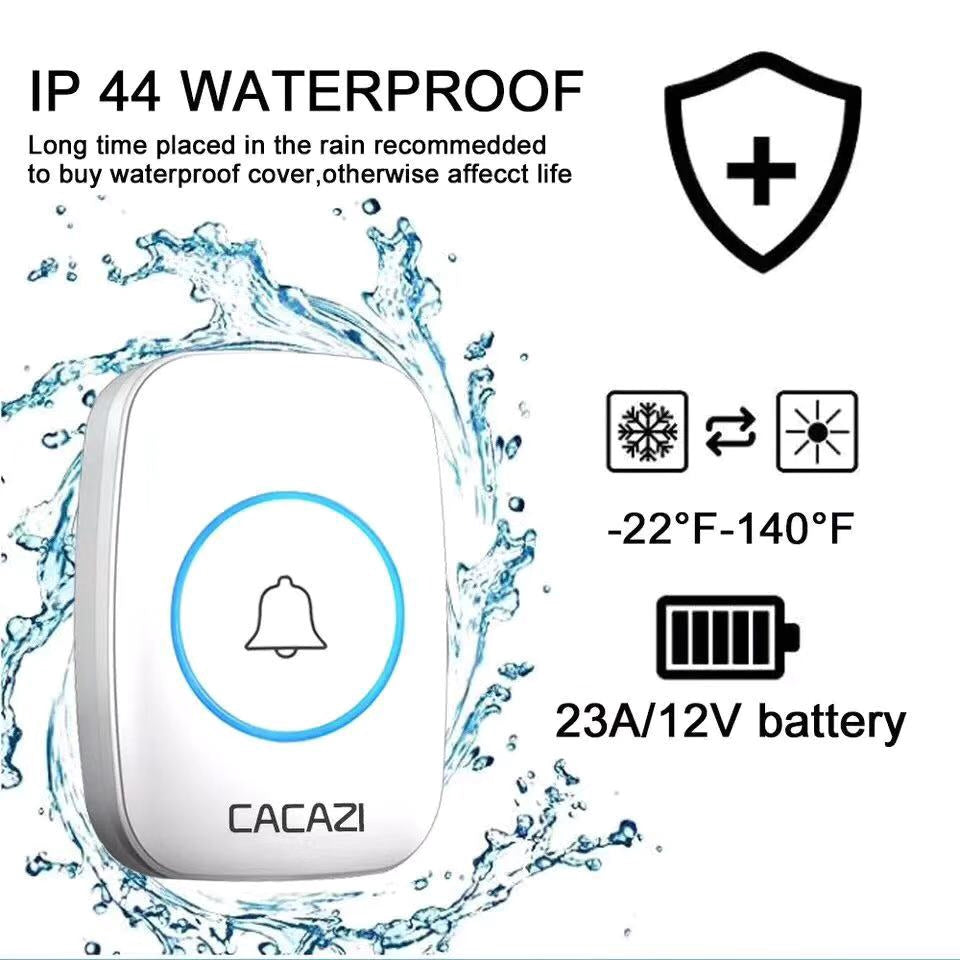 Intelligent small LED wireless doorbell waterproof 300M range door bells 38 Songs Chime door ring US