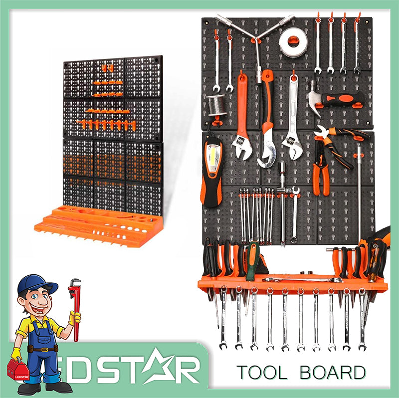 LEDSTAR Tool Hanging Board Garage Wall Tool Rack Pegboard