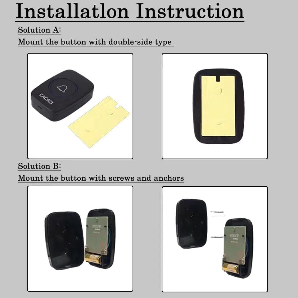 Intelligent small LED wireless doorbell waterproof 300M range door bells 38 Songs Chime door ring US