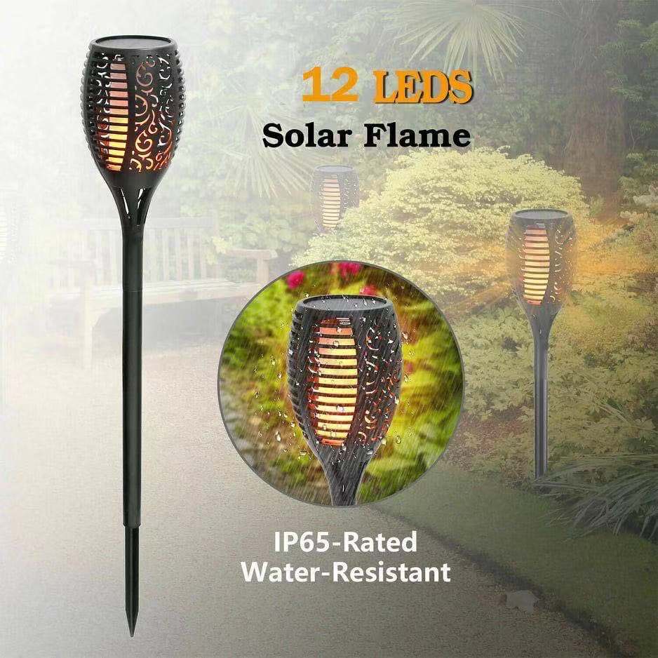 1/2pcs 12 LED Outdoor Garden Solar Flame Dancing Flickering Light Waterproof LED