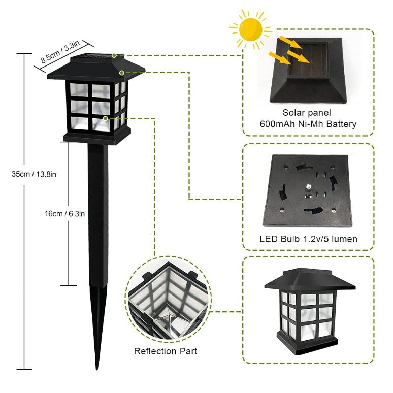 2Pcs Solar Light Powered LED Light Outdoor Rain-proof Walkway Yard Garden Landscape Lighting Lamp
