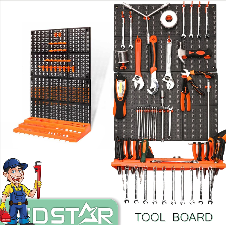LEDSTAR Tool Hanging Board Garage Wall Tool Rack Pegboard