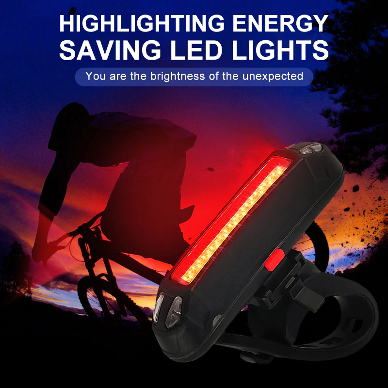 Bicycle Cycling USB Rechargeable Front Rear Light Bike COB Warning Light Monochrome Double Color