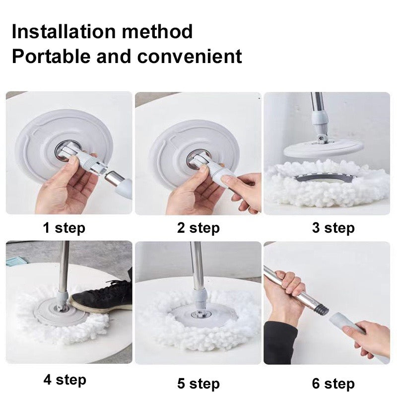 Magic Spin Mop With Spinner And Bucket Microfiber Rotating Floor Free 2pcs MOP REFILL
