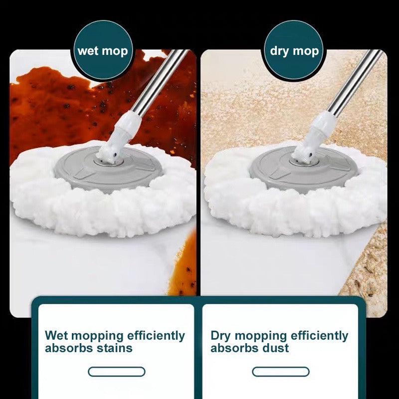 Magic Spin Mop With Spinner And Bucket Microfiber Rotating Floor Free 2pcs MOP REFILL