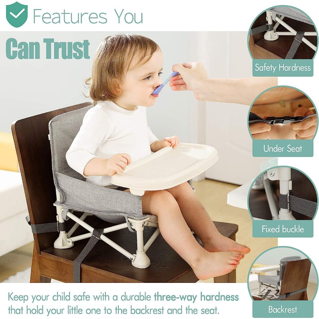 Foldable Baby Chair Lightweight Anti-Slip Durable with Safety Belt Storage Bag Included