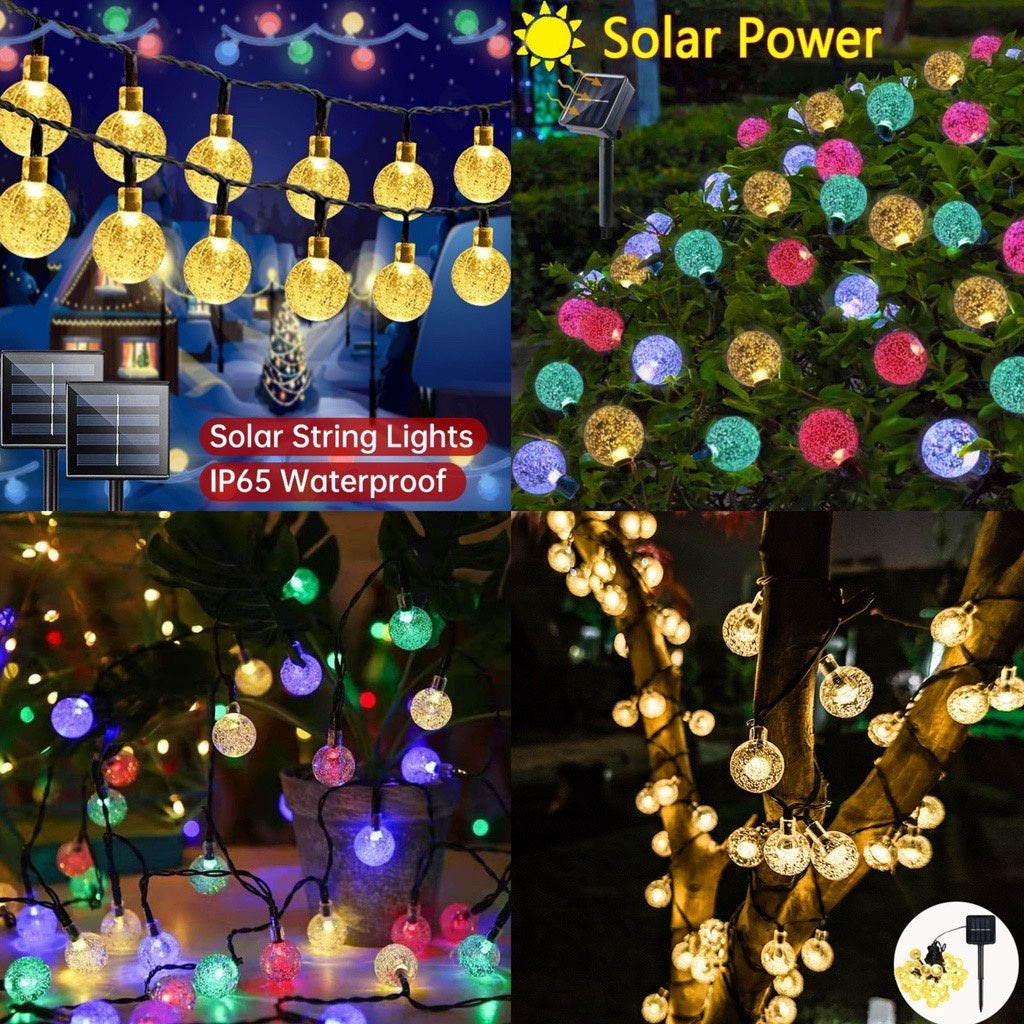 30/50/100 LED Solar Garden Christmas Bubble Light Crystal Ball