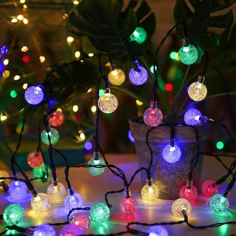 30/50/100 LED Solar Garden Christmas Bubble Light Crystal Ball