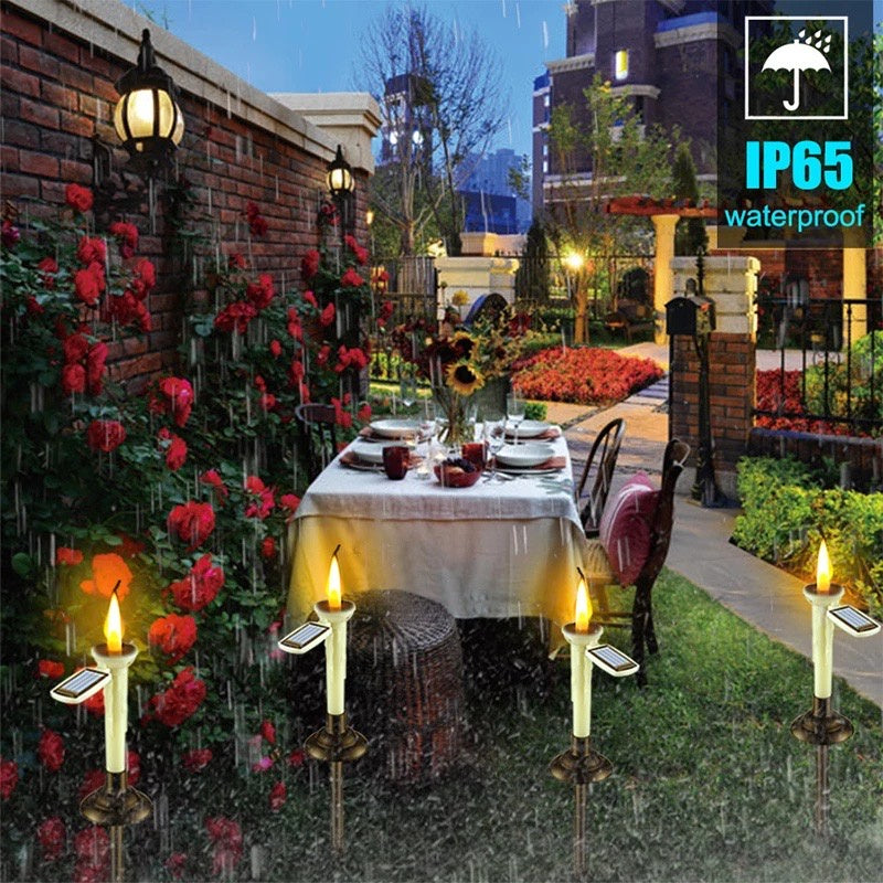 Rechargeable LED Solar Ground Plug Candle Lamp Outdoor Waterproof Garden Decoration Landscape Light