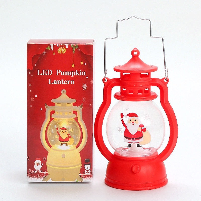 Christmas Mini Lantern Decorative withLED Lights Windproof Lamp Retro Style for Home Christmas gift
