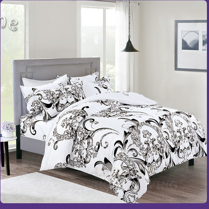 Premium 4in1 Printed Bedding Set High Quality Korean Cotton Blend Bedsheet