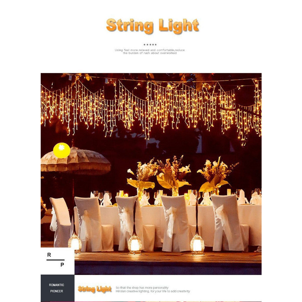 LED Christmas Light Waterfall Fairy String Curtain Lights Garland Outdoor Wedding Party Decor