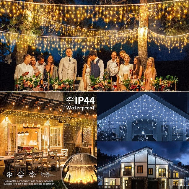 LED Christmas Light Waterfall Fairy String Curtain Lights Garland Outdoor Wedding Party Decor