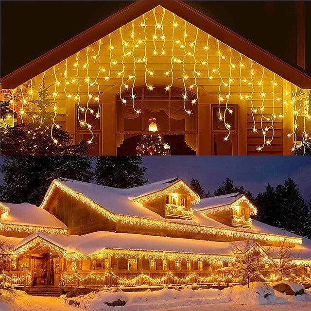 LED Christmas Light Waterfall Fairy String Curtain Lights Garland Outdoor Wedding Party Decor