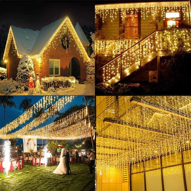 LED Christmas Light Waterfall Fairy String Curtain Lights Garland Outdoor Wedding Party Decor