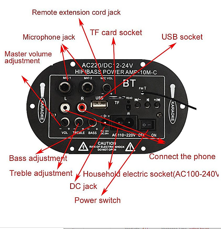 8/10 inch 12V/24V/220V Three-purpose SF-2MIC Car Digital Amplifier Bluetooth Microphone