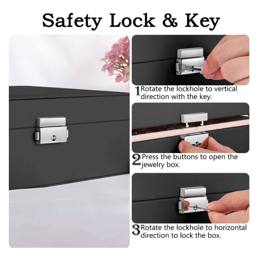Elegant Jewelry Box Watch & Jewelry Organizers Waterproof Jewelry Storage Case Box With Lock