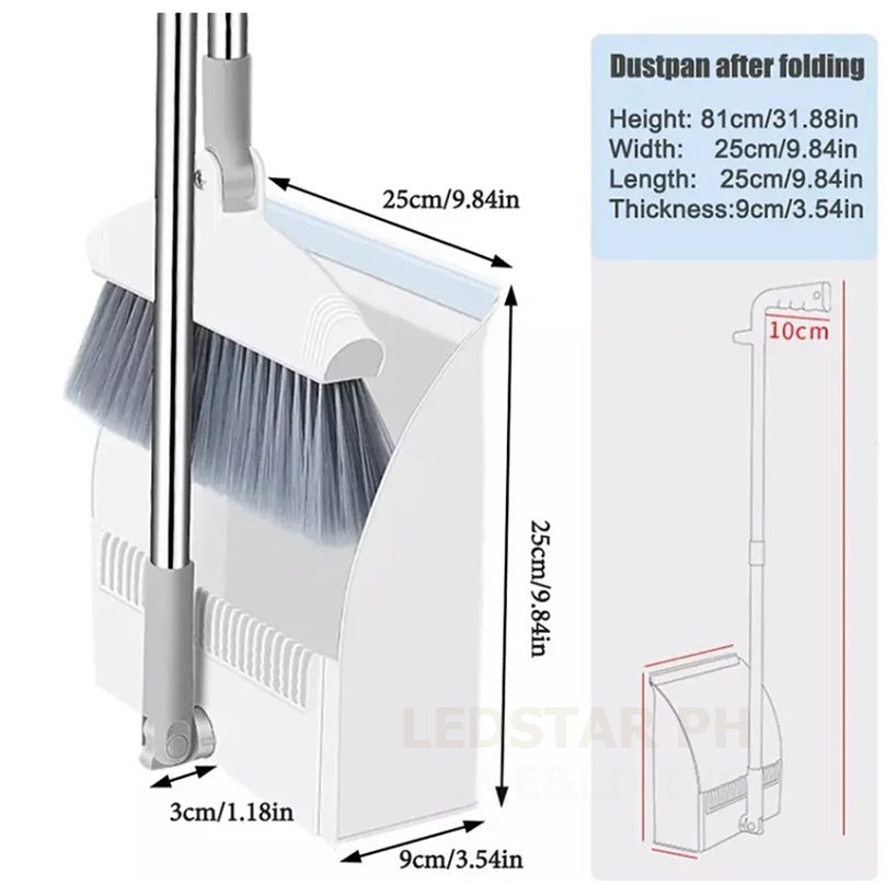 LEDSTAR Household Floor Cleaning Set Foldable Broom Dustpan Set  Rotating Broom With Dustpan