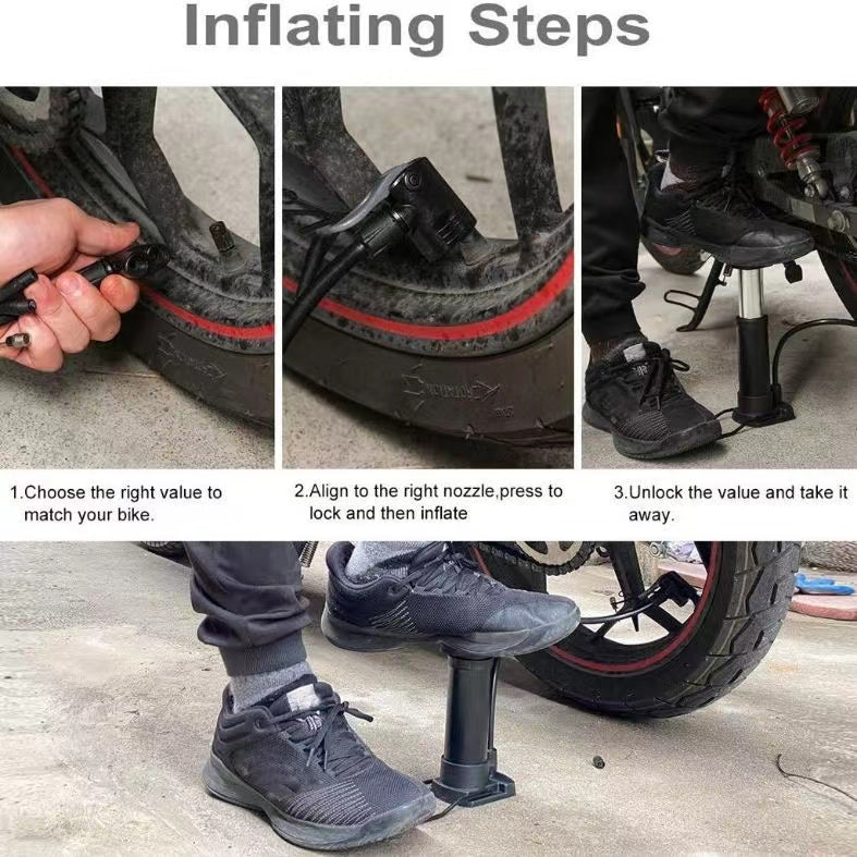 Senda Bike Pump Bicycle Foot Pump Mini Portable High Pressure Floor Inflator Tire Air Pump
