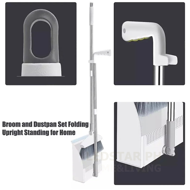LEDSTAR Household Floor Cleaning Set Foldable Broom Dustpan Set  Rotating Broom With Dustpan