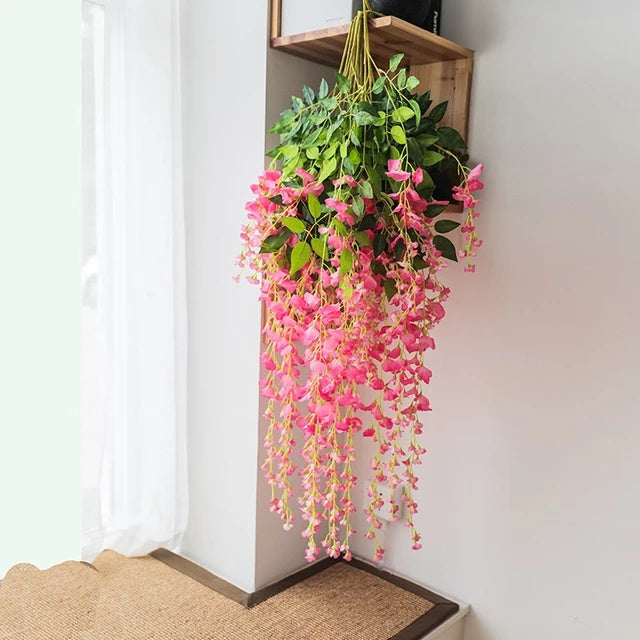 1M Artificial Orchid String Artificial Vine With Flower For Home Decor