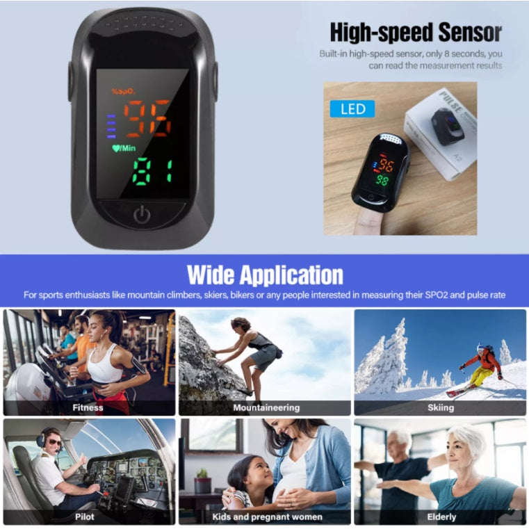 A2 Fingertip Pulse Oximeter Blood Oxygen Saturation Meter SPO2 PR Meter Heart Rate Monitor