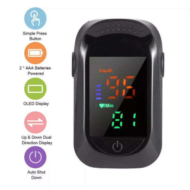 A2 Fingertip Pulse Oximeter Blood Oxygen Saturation Meter SPO2 PR Meter Heart Rate Monitor