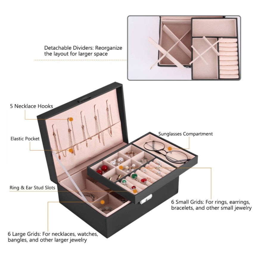 Elegant Jewelry Box Watch & Jewelry Organizers Waterproof Jewelry Storage Case Box With Lock