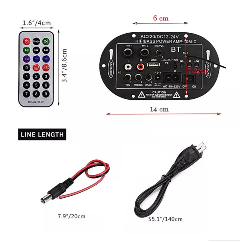 8/10 inch 12V/24V/220V Three-purpose SF-2MIC Car Digital Amplifier Bluetooth Microphone