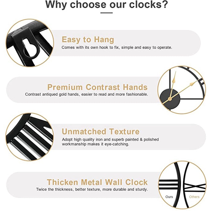 Metal Wall Clock Wall Clock Home Decor Wall Clock Wall Decor Retro Vintage Iron Round Art Clock