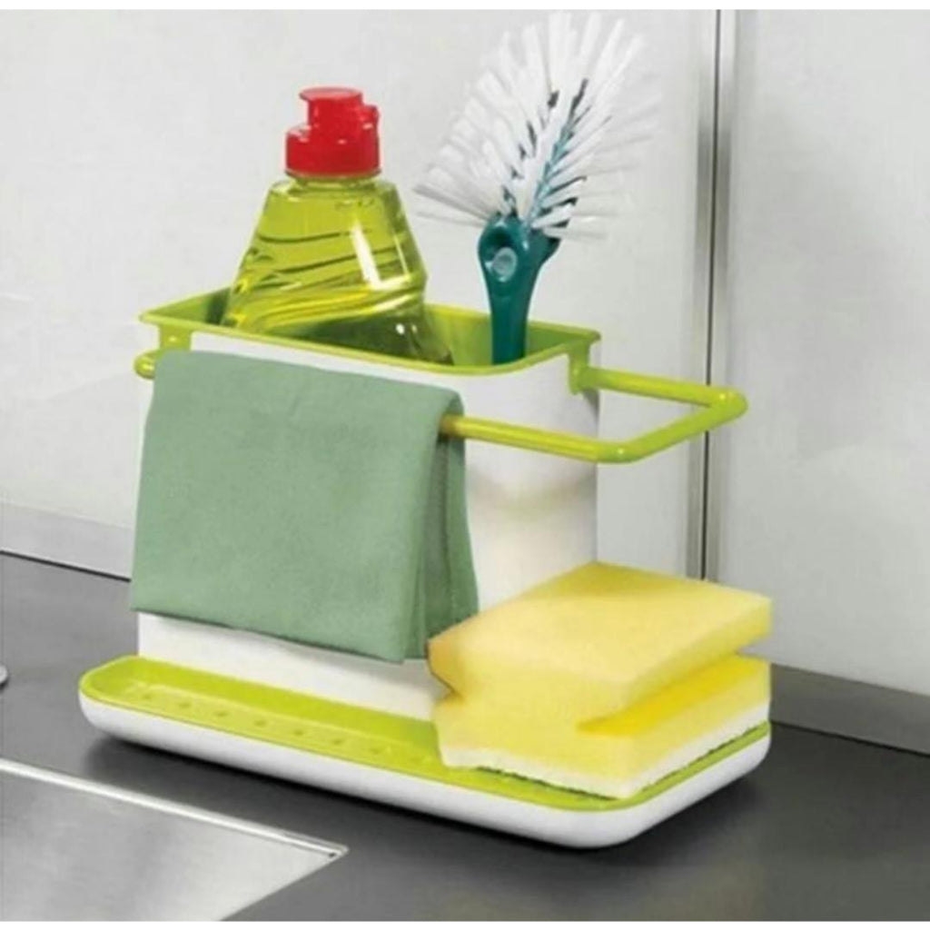 3 In 1 Sink Tidy Set Plus Kitchen Organizer Built in Soap Dispenser Storage Organizer