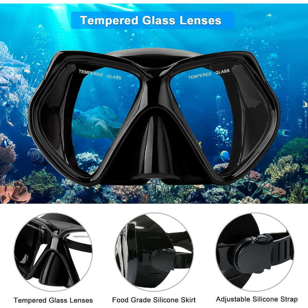 Snorkeling Set Anti-Fog Silicone Tempered Glass Diving Mask Original Goggles Anti Leak