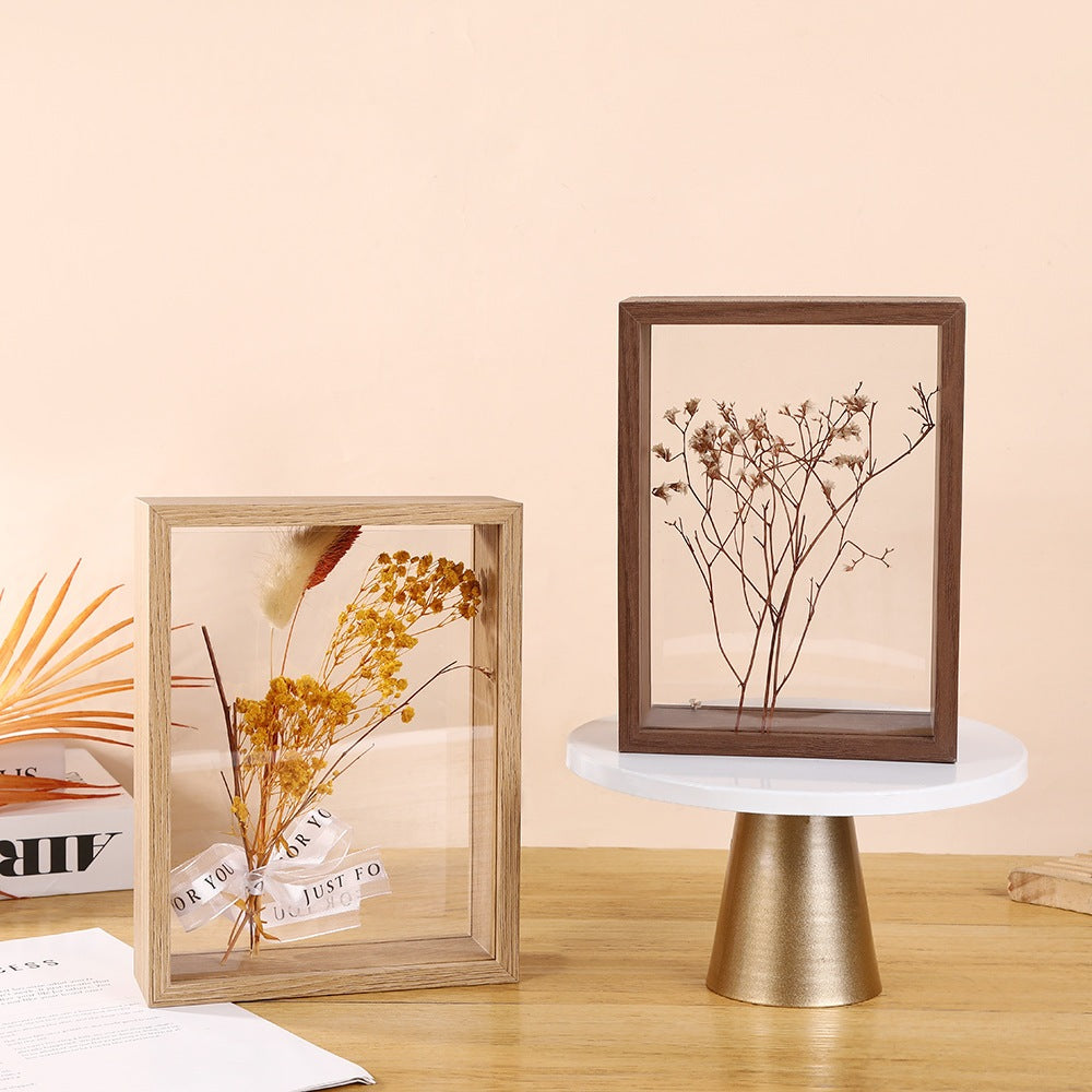 Flower Frame Transparent Glass 4cm Deepth Transparent Shadow Box for Crafts 3D Picture