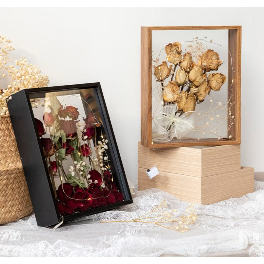 Flower Frame Transparent Glass 4cm Deepth Transparent Shadow Box for Crafts 3D Picture
