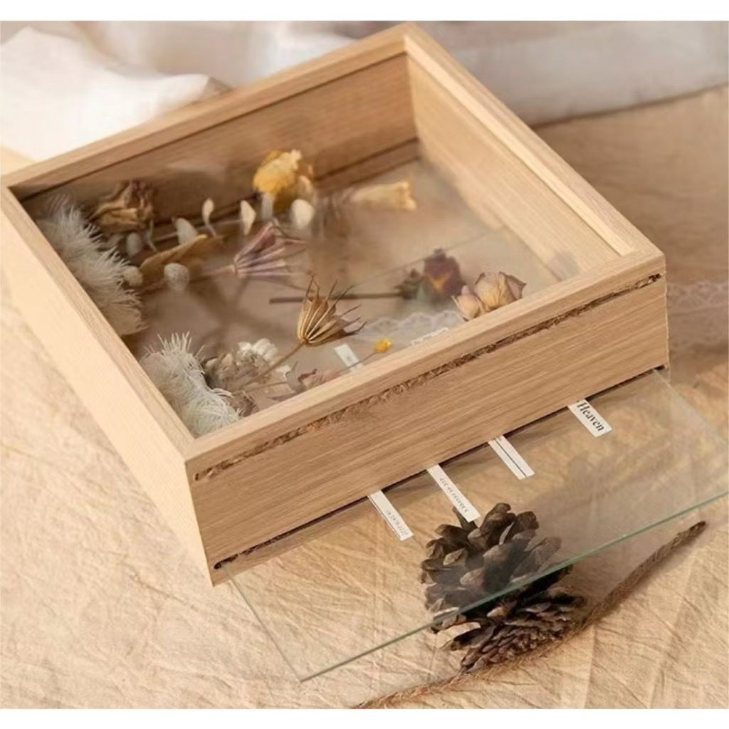Flower Frame Transparent Glass 4cm Deepth Transparent Shadow Box for Crafts 3D Picture