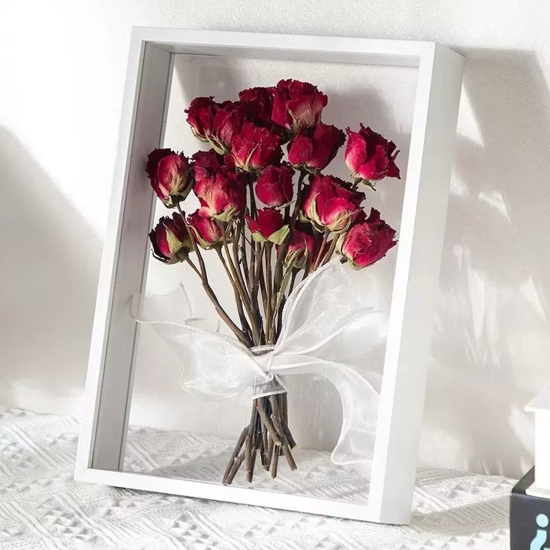 Flower Frame Transparent Glass 4cm Deepth Transparent Shadow Box for Crafts 3D Picture