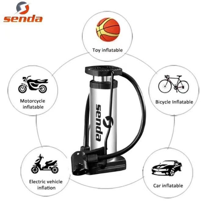Senda Bike Pump Bicycle Foot Pump Mini Portable High Pressure Floor Inflator Tire Air Pump