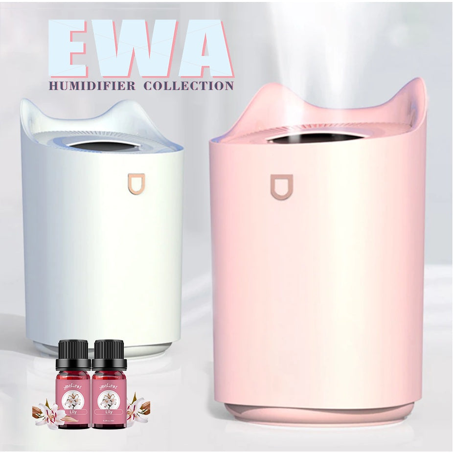 2.3L Home Air Humidifier Double Nozzle Cool Mist Aroma Diffuser With Coloful LED Light Heavy Mist