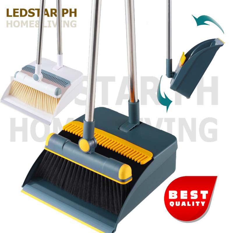 LEDSTAR Household Floor Cleaning Set Foldable Broom Dustpan Set  Rotating Broom With Dustpan